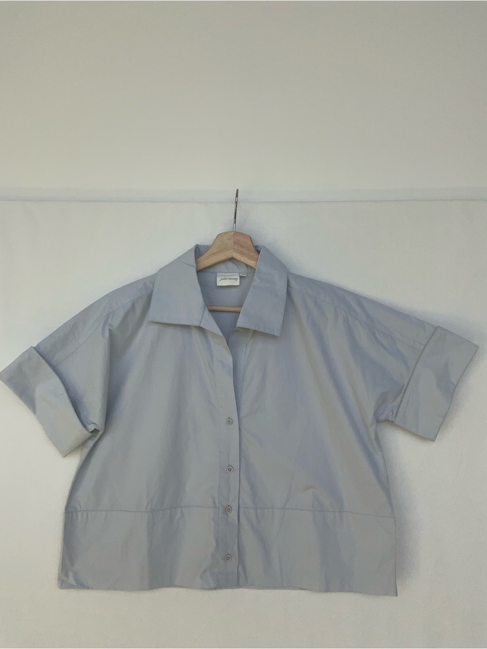 Julia Amory Antibes ice Blue Short-Sleeve Button Down Shirt